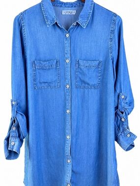 Cotton On Blue Lyocell Chambray Tunic Button Down Size L